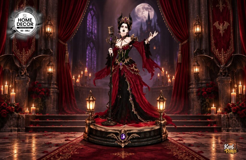Karlparis Gothic Vampire Singer Halloween Stage Statue Decor Second Life