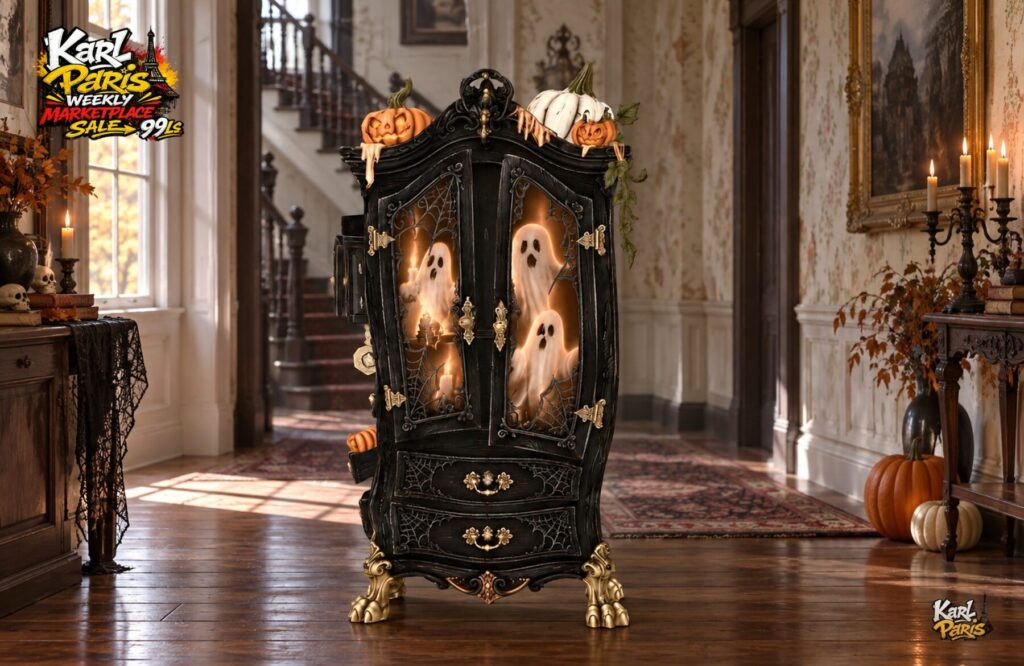 Karlparis Haunted Pumpkin Armoire Gothic Ghost Cabinet Halloween Decor Second Life