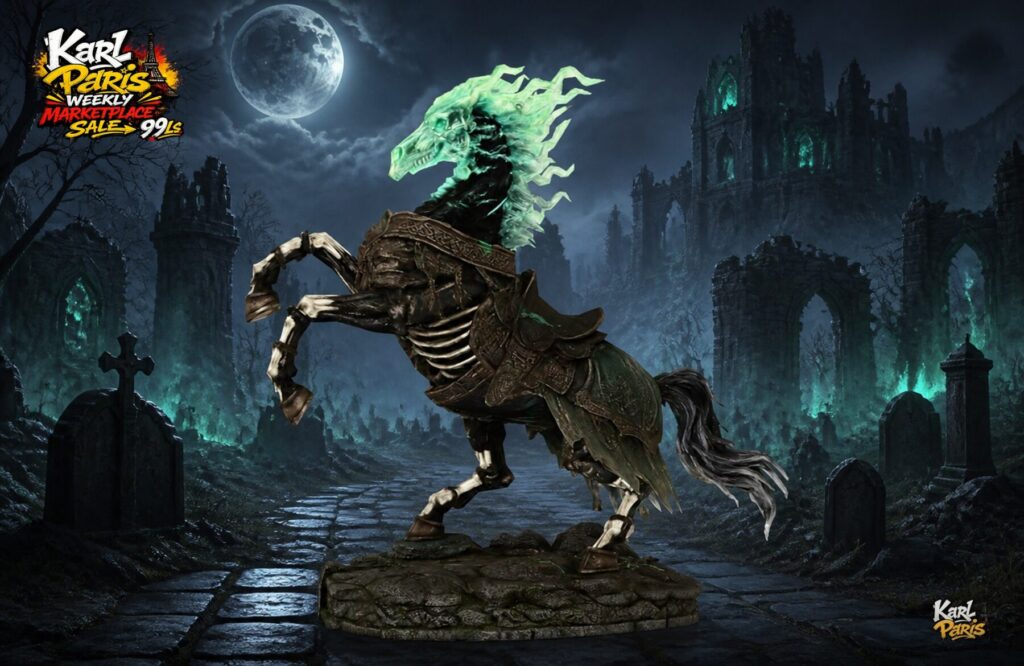 Karlparis Phantom Warhorse Gothic Halloween Horse Statue 1 Second Life