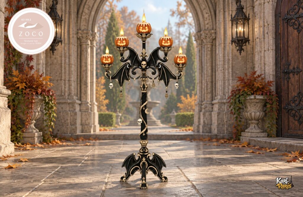 Karlparis Pumpkin Candelabra Gothic Bat Skull Halloween Decor Second Life