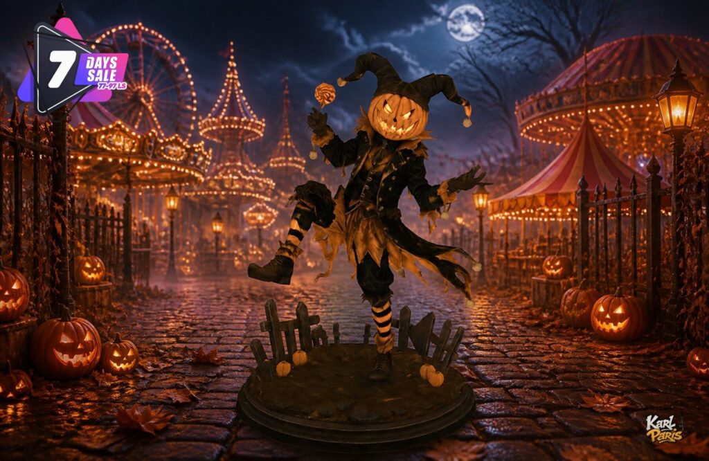 Karlparis Pumpkin Jester Of The Midnight Carnival Halloween Statue 1 Second Life
