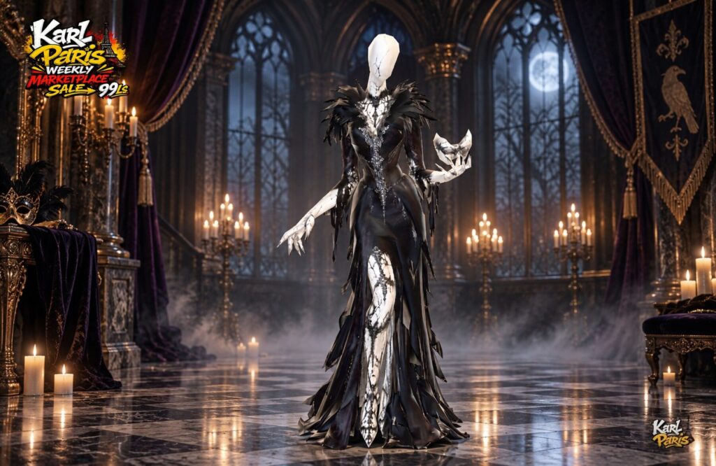 Karlparis Raven Masquerade Queen Statue Halloween Decor 1 Second Life