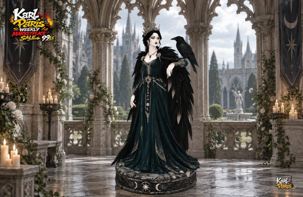 Karlparis Raven Moon Queen Gothic Fantasy Statue And Halloween Decor 1 Second Life