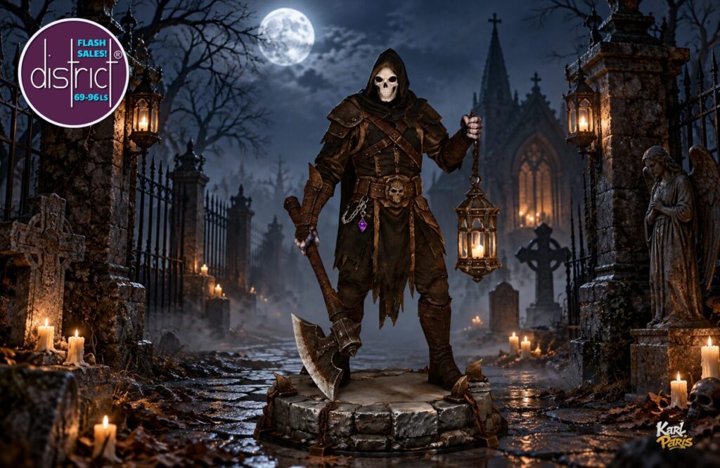 Karlparis Skeleton Reaper Statue Halloween Lantern Decor Second Life