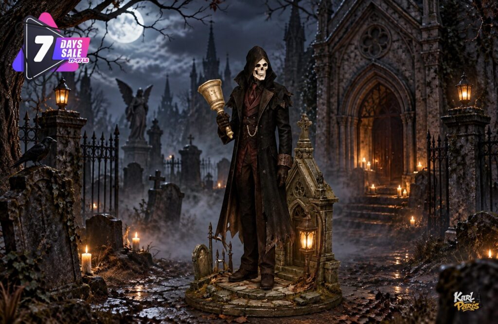 Karlparis Skeleton Undertaker Statue Halloween Graveyard Decor Second Life