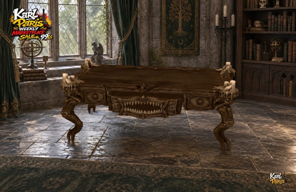 Karlparis The Mawborne Table Gothic Monster Desk Halloween Fantasy Furniture Second Life