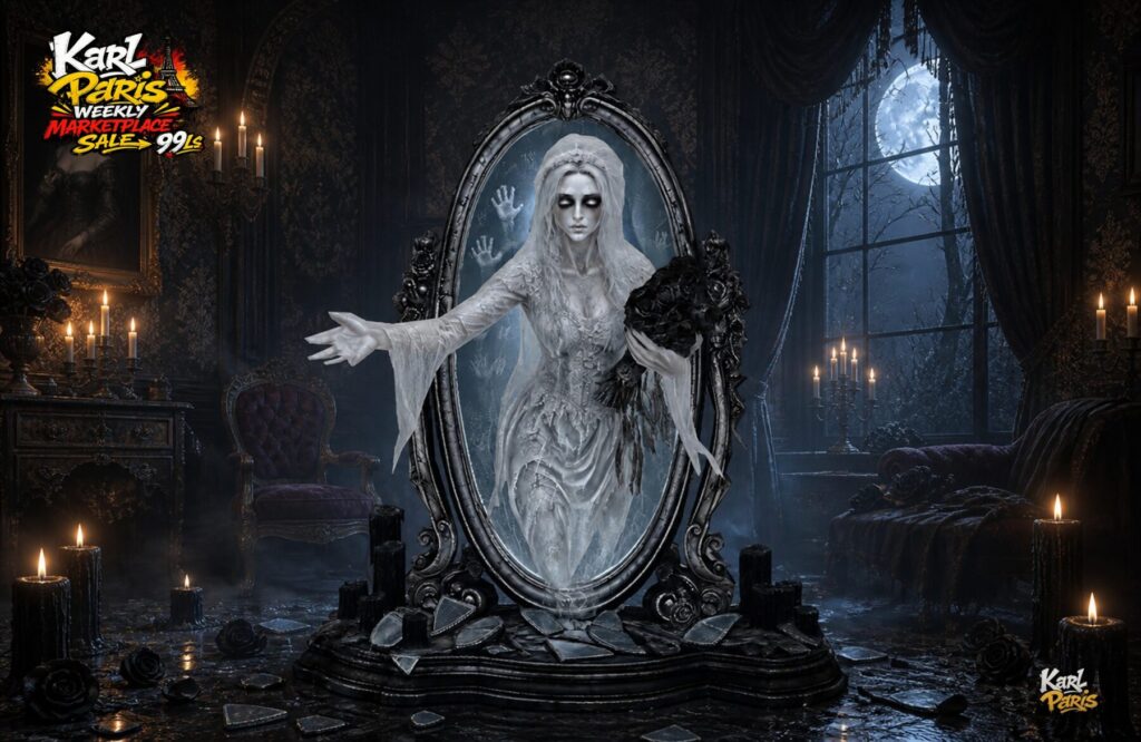 Karlparis The Mourning Mirror Haunted Gothic Statue 1 Second Life