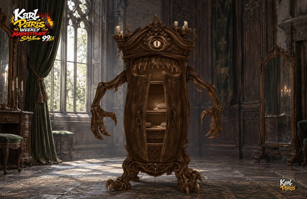 Karlparis The Watchful Wardrobe Halloween Monster Armoire Gothic Fantasy Furniture Second Life