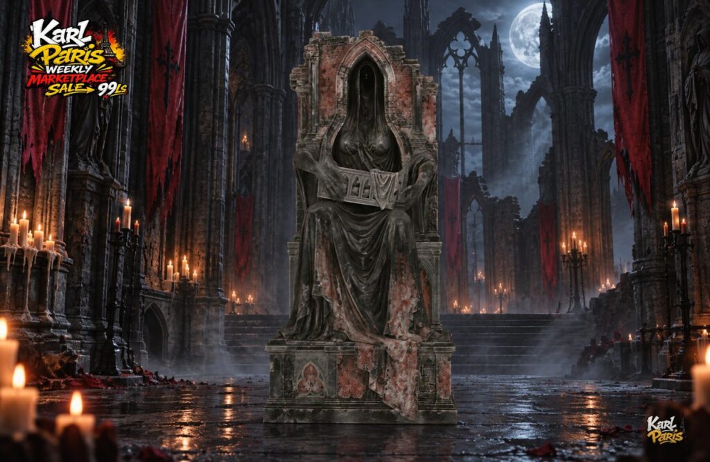 Karlparis Throne Of The Veiled Watcher Gothic Halloween Statue Second Life