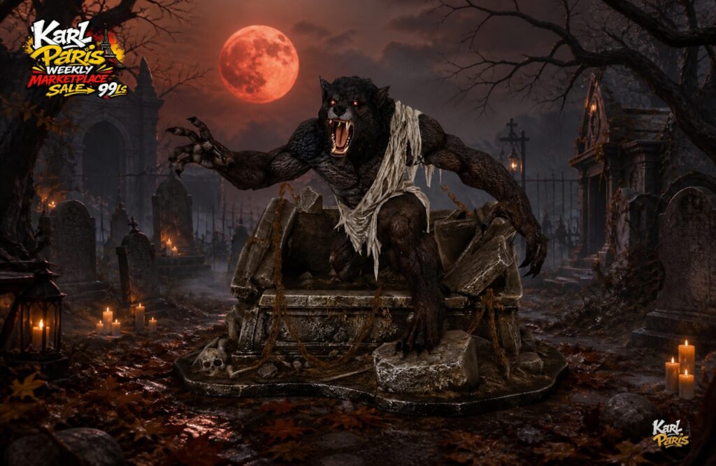 Karlparis Tomb Of The Bloodmoon Beast Halloween Werewolf Statue Second Life
