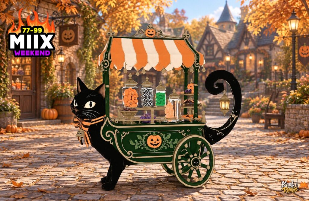 Karlparis Whiskers Halloween Candy Cart Black Cat Sweet Stand Decor Second Life