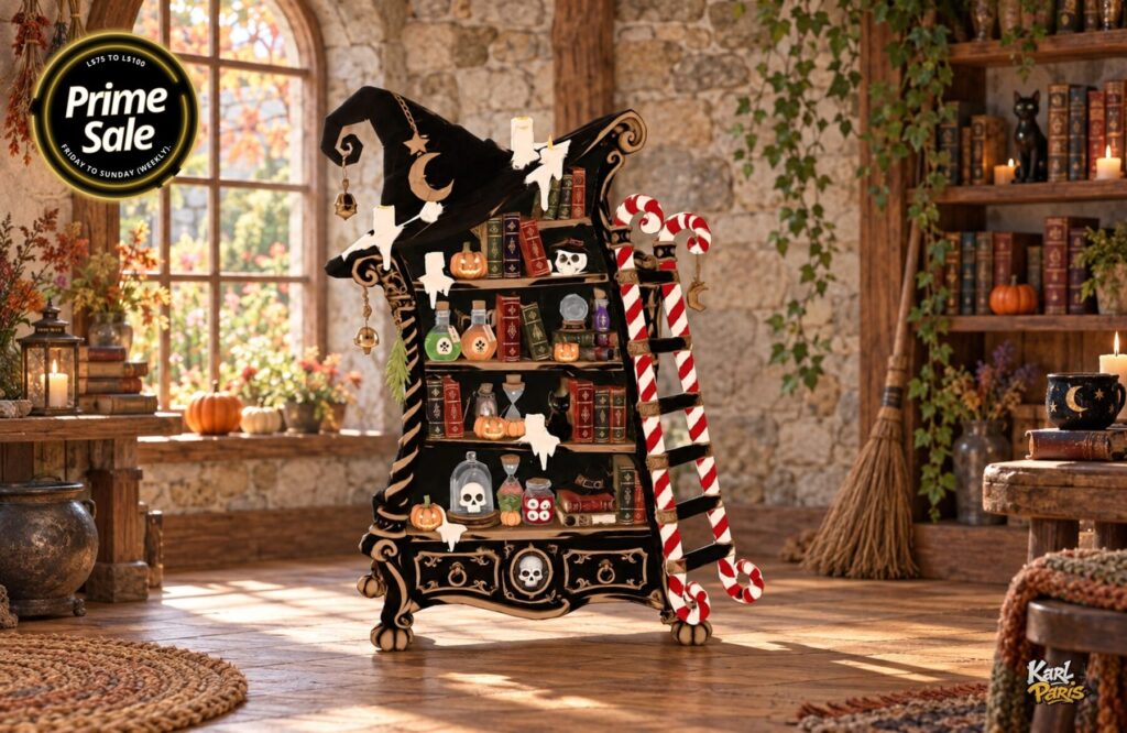 Karlparis Witch Curio Cabinet Halloween Potion Bookshelf Gothic Decor Second Life