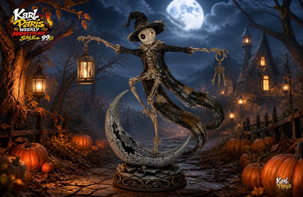 Karlparis Witchlight Scarecrow Halloween Moon Statue 1 Second Life