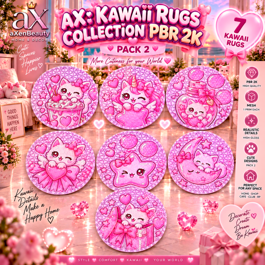 Kawaii Rugs Collection Pbr 2k Pack 2 2048 Ewynk Bcn Second Life