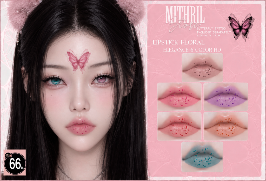 Mithril Sore Lipstick Floral Elegance 6 Color And Butterfly.66 Erica Barbosa Second Life