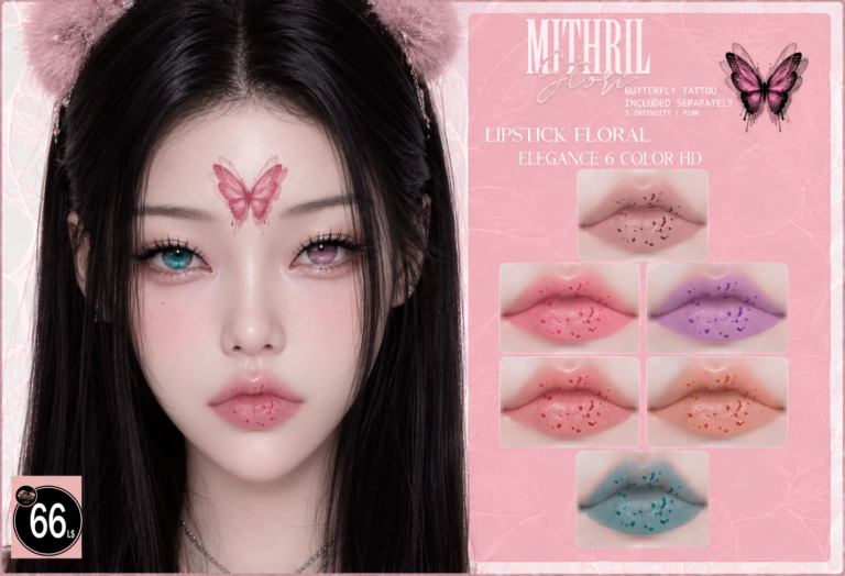 Mithril Sore Lipstick Floral Elegance 6 Color And Butterfly.66 Erica Barbosa Second Life