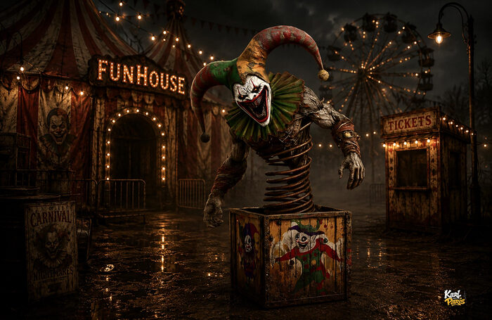 Nightmare Jack In The Box Clown Evil Horror Jester Sculpture Second Life