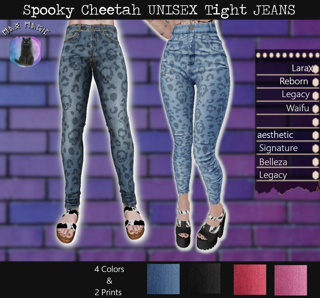 Spooky Cheetah Unisex Tight Jeans Ad Max Lohden Second Life