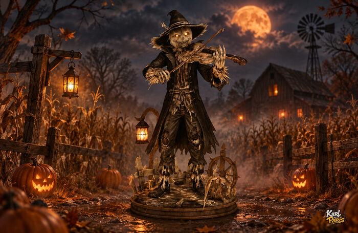 Haunted Scarecrow Violinist Halloween Statue Decor (1) Second Life