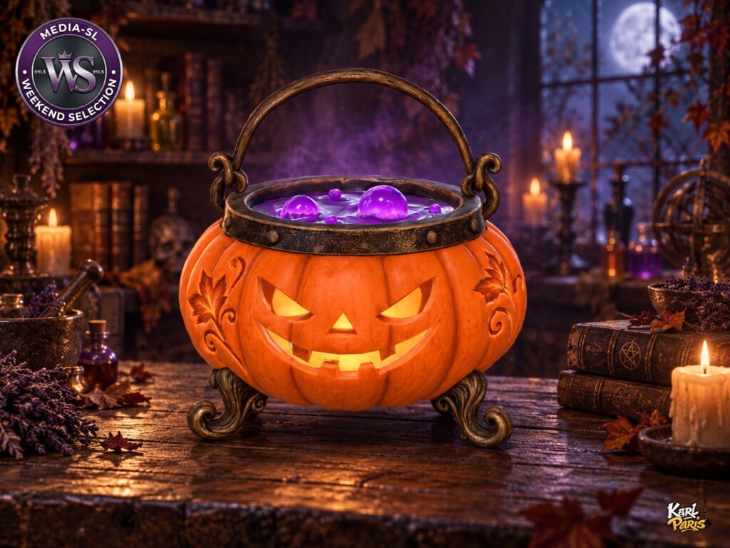Karlparis Pumpkin Potion Cauldron Halloween Witch Brew Autumn Decor Second Life