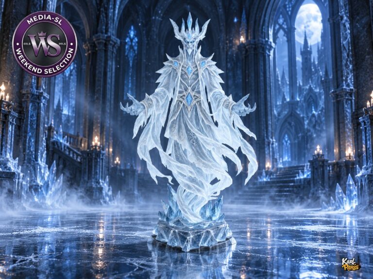 Mediasl Frostbound Sovereign Ice King Spectral Gothic Halloween Decorative Statue Second Life