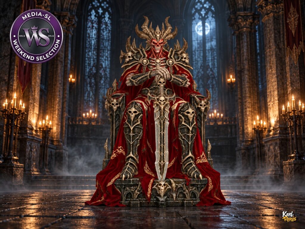 Mediasl Throne Of The Bone Tyrant Skeleton King Gothic Halloween Statue Second Life