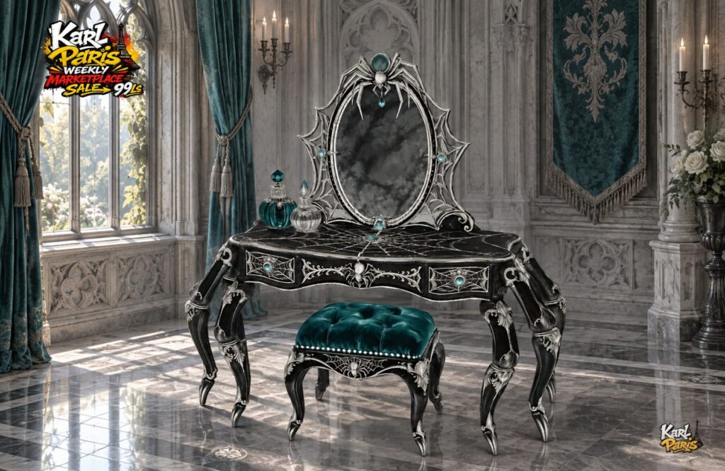 Karlparis Arachnid Elegance Gothic Spider Vanity And Stool 32 Bento Animations Second Life