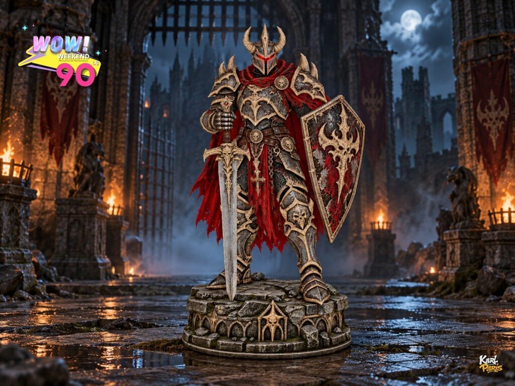 Karlparis Crimson Doomguard Dark Knight Sword And Shield Gothic Halloween Statue Second Life