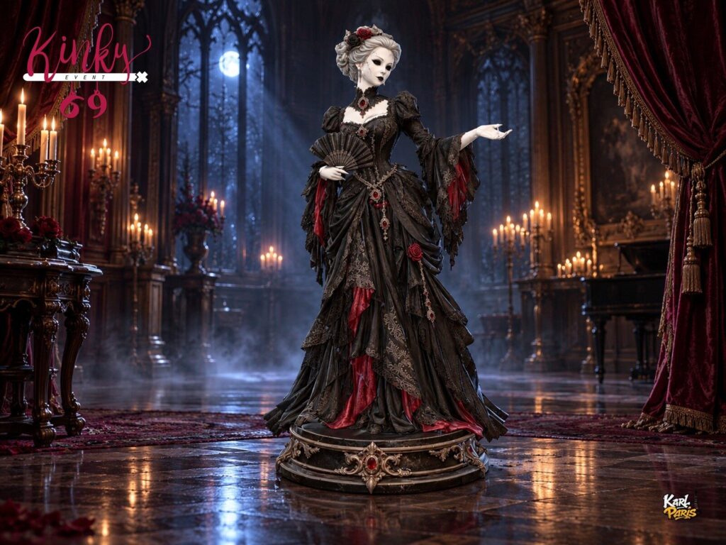 Karlparis Crimson Mourning Majesty Victorian Gothic Lady Halloween Decorative Statue Second Life