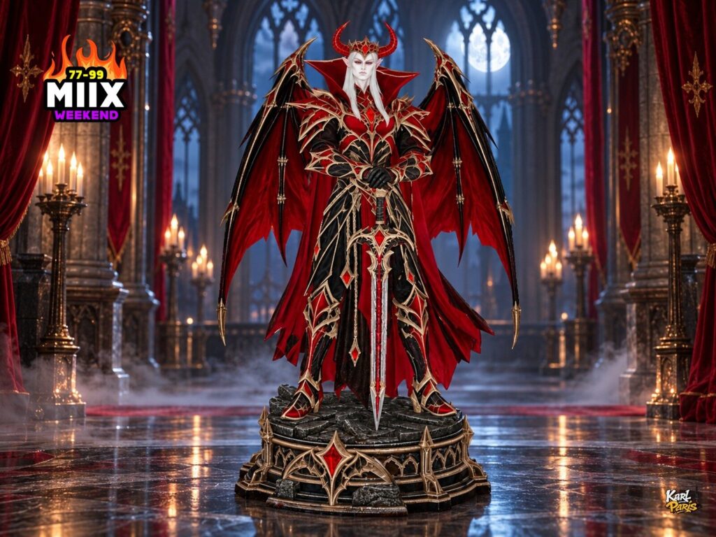 Karlparis Crimson Sovereign Winged Vampire Lord Gothic Halloween Statue Second Life