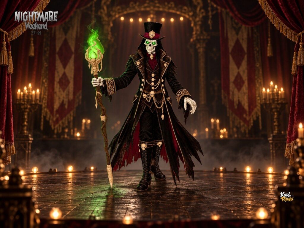 Karlparis Emerald Lich Ringmaster Haunted Carnival Halloween Statue Second Life