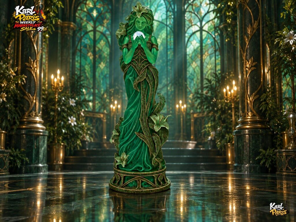 Karlparis Emerald Oracle Botanical Fantasy Goddess Statue Second Life
