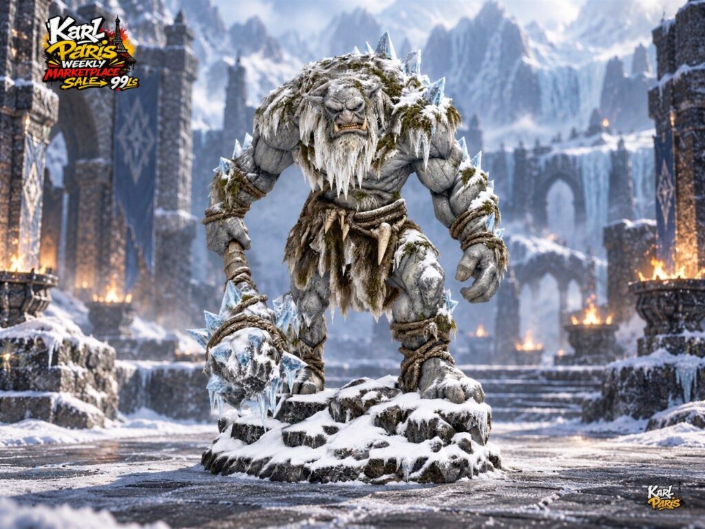 Karlparis Frostbound Titan Ice Troll Giant Fantasy Decorative Statue Second Life