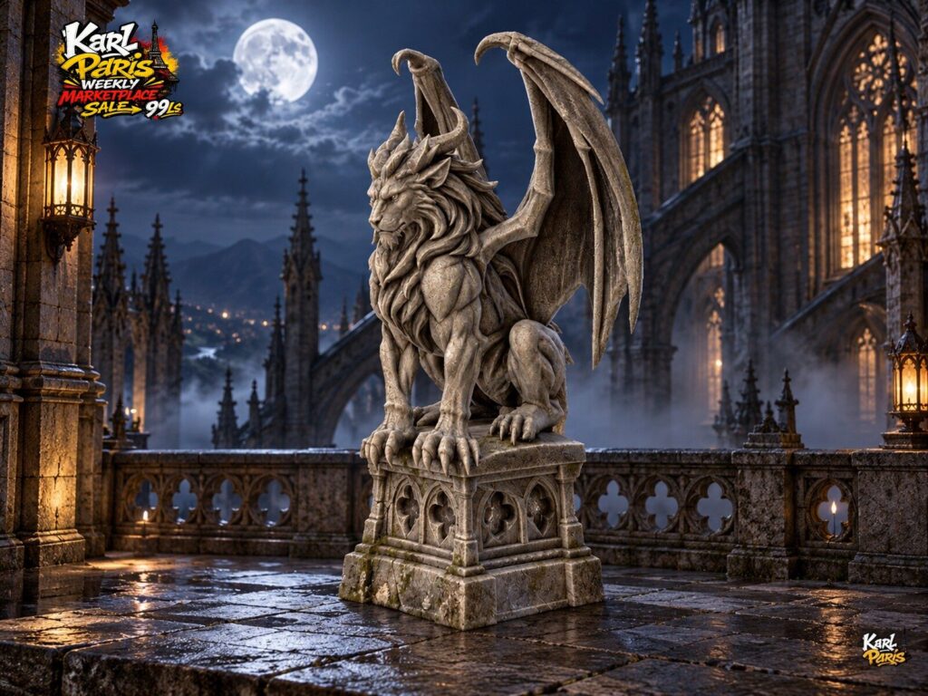 Karlparis Gargoyle Guardian Winged Stone Gothic Halloween Decorative Statue Second Life
