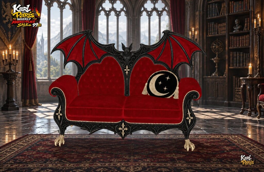 Karlparis Gothic Bat Wing Sofa Red Vampire Loveseat 32 Bento Animations Second Life