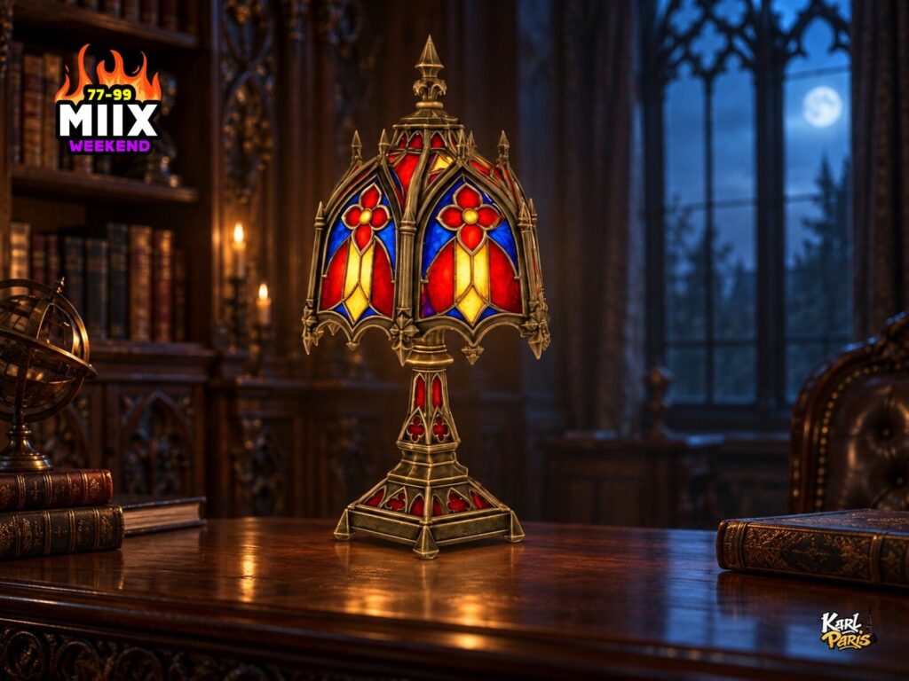 Karlparis Gothic Reliquary Lamp Ornate Stained Glass Table Decor Second Life