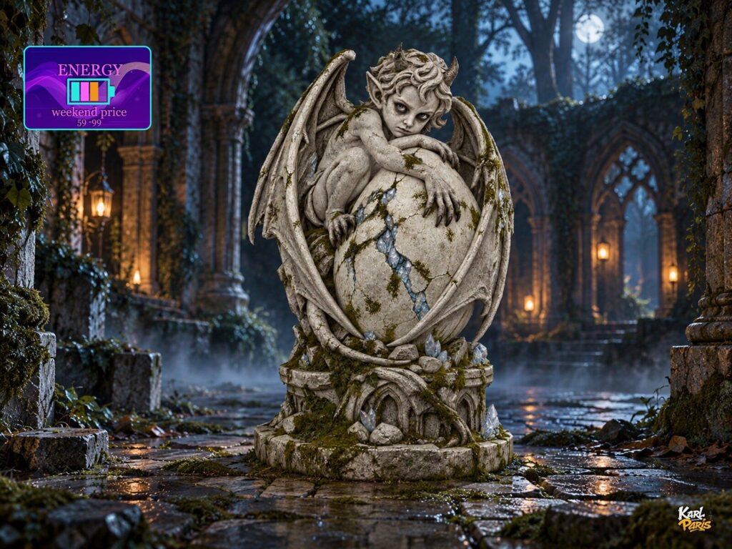 Karlparis Guardian Of The Crystal Egg Stone Gargoyle Gothic Halloween Decorative Statue Second Life