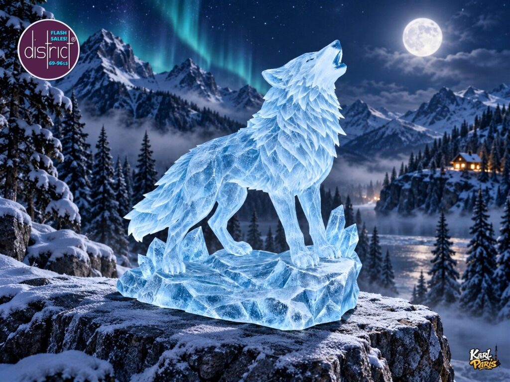 Karlparis Howling Frostwolf Crystal Ice Wolf Fantasy Statue Second Life