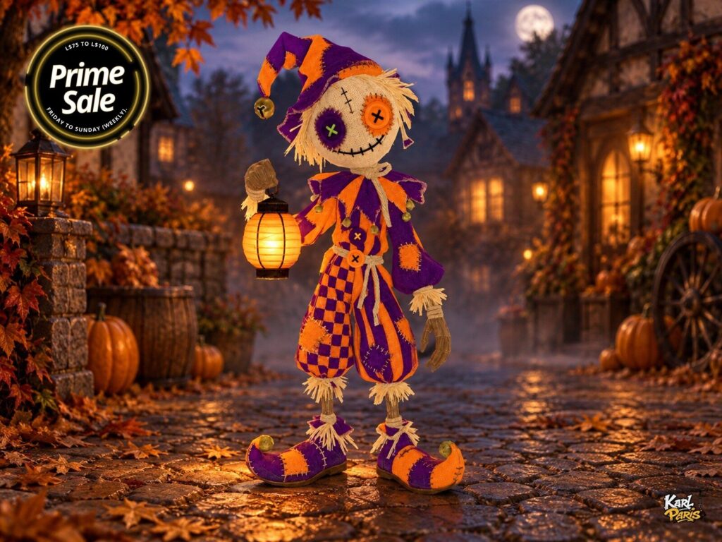 Karlparis Lantern Jester Patchwork Scarecrow Halloween Decor Second Life