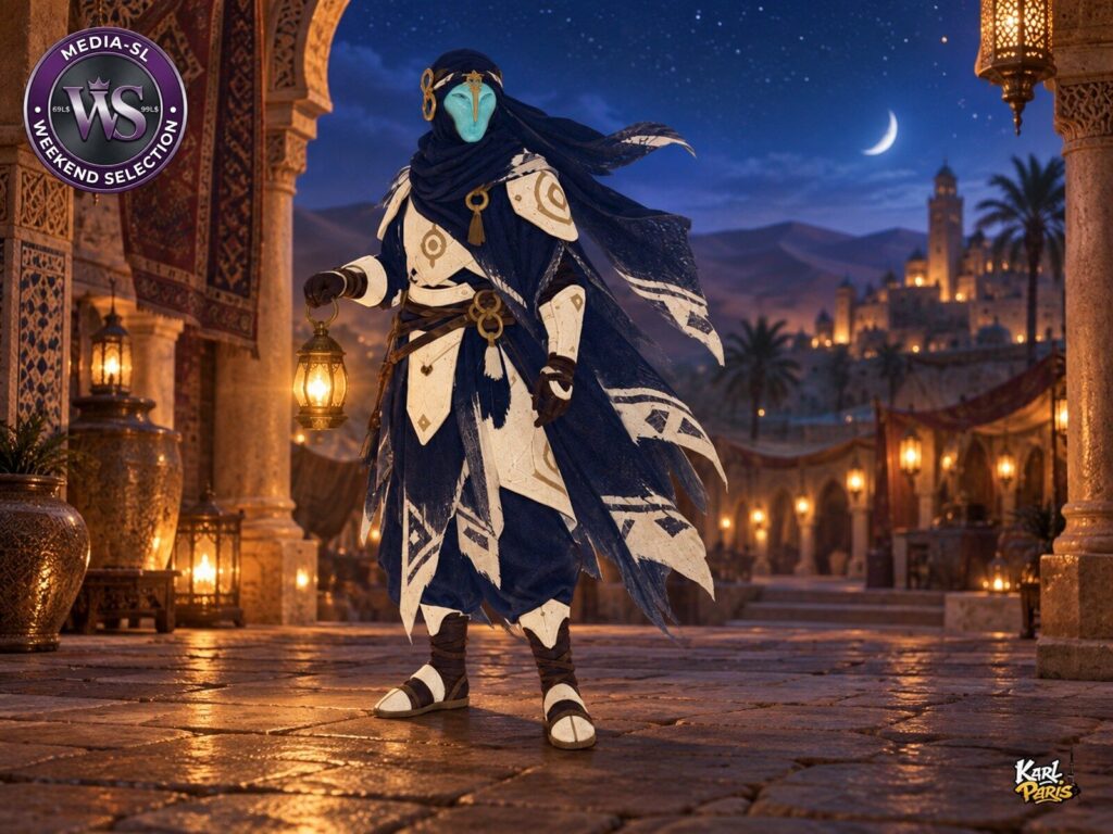 Karlparis Lantern Of The Veiled Nomad Masked Fantasy Traveler Statue 1 Second Life