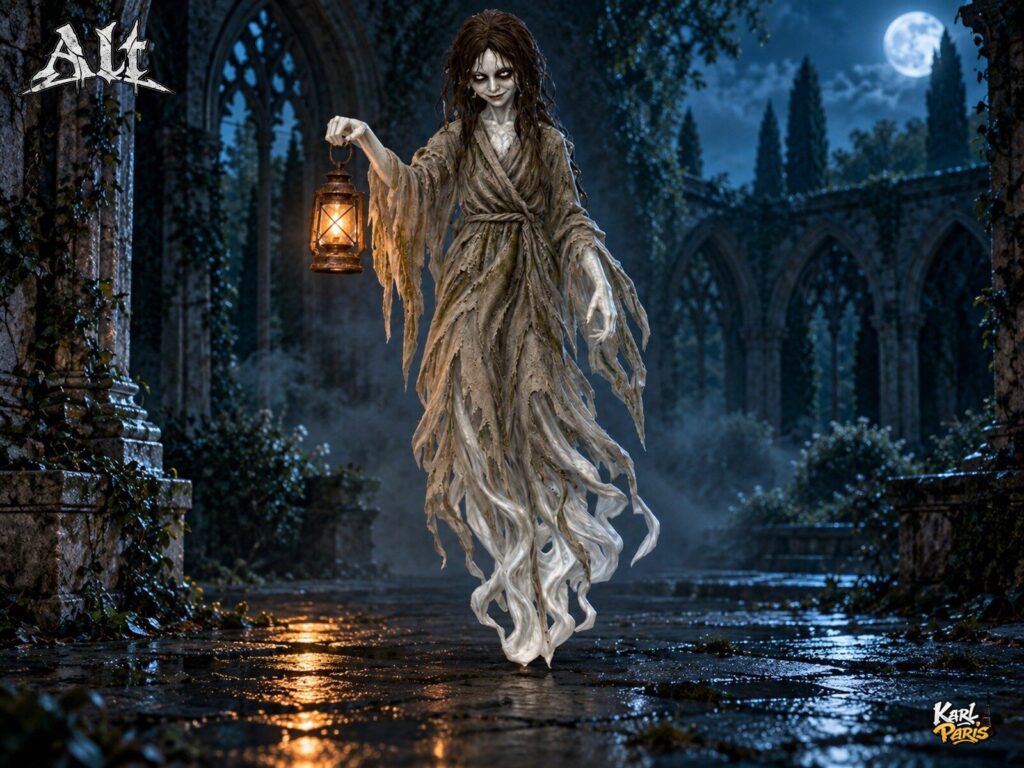Karlparis Lantern Wraith Haunted Gothic Ghost Statue Second Life