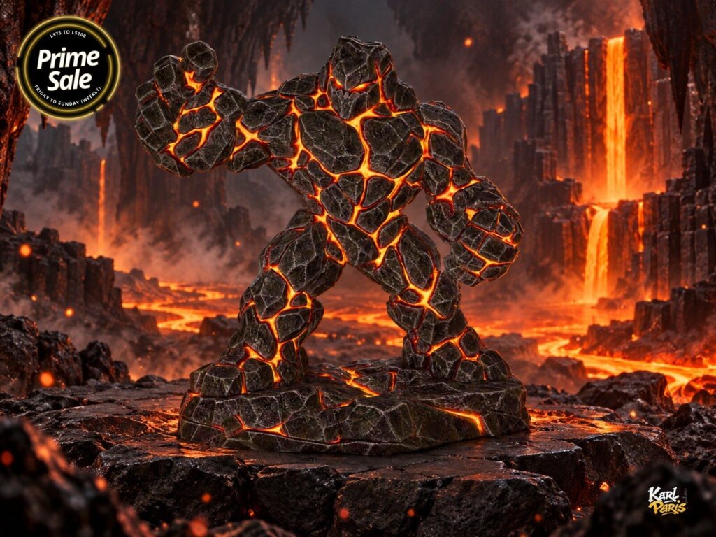 Karlparis Magma Golem Volcanic Lava Guardian Fantasy Statue Second Life