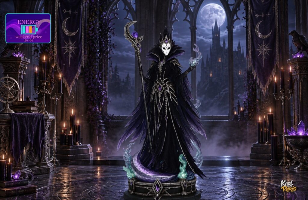Karlparis Moonlit Raven Sorceress Statue Halloween Decor Second Life
