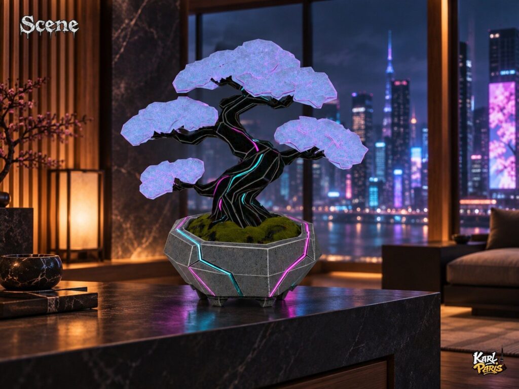 Karlparis Neon Bonsai Cyberpunk Japanese Tree Decor Second Life