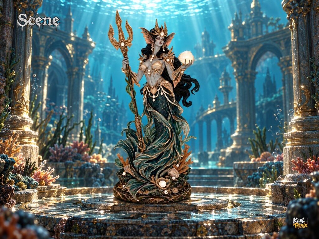 Karlparis Pearl Tide Sovereign Mermaid Sea Queen Fantasy Decorative Statue Second Life