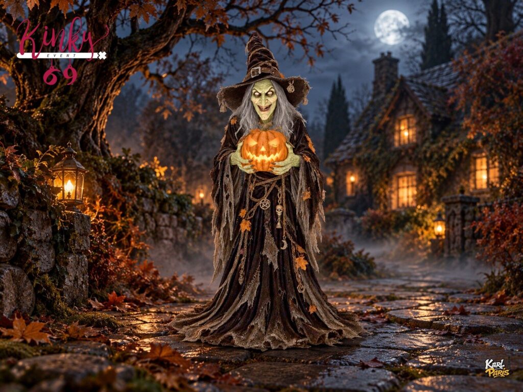 Karlparis Pumpkin Witch Jack O Lantern Hag Gothic Halloween Decorative Statue Second Life