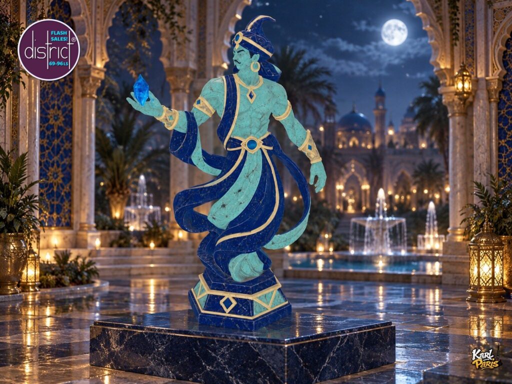 Karlparis Sapphire Djinn Of The Azure Flame Blue Gold Genie Fantasy Statue Second Life