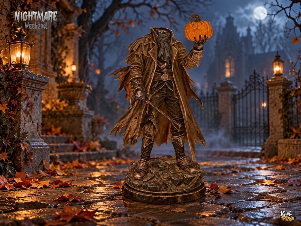 Karlparis The Headless Harvester Pumpkin Head Gothic Halloween Decorative Statue Second Life