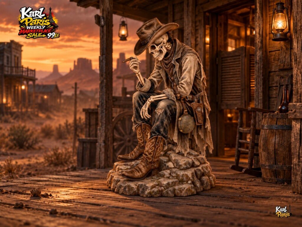 Karlparis The Last Smoke Of The Outlaw Skeleton Cowboy Halloween Decorative Statue Second Life