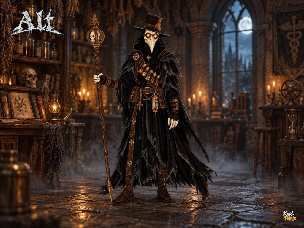 Karlparis The Plague Oracle Gothic Plague Doctor Halloween Statue Second Life